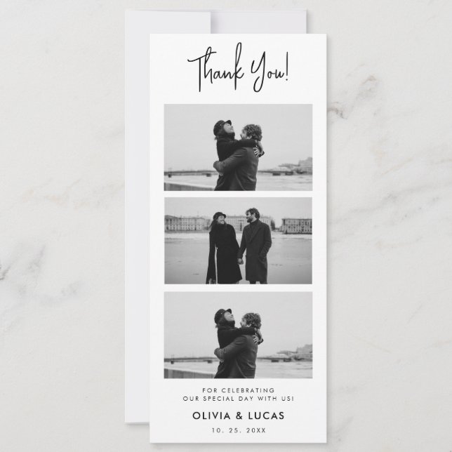 Carte Merci Mariage moderne chic de la bande photo (Devant)