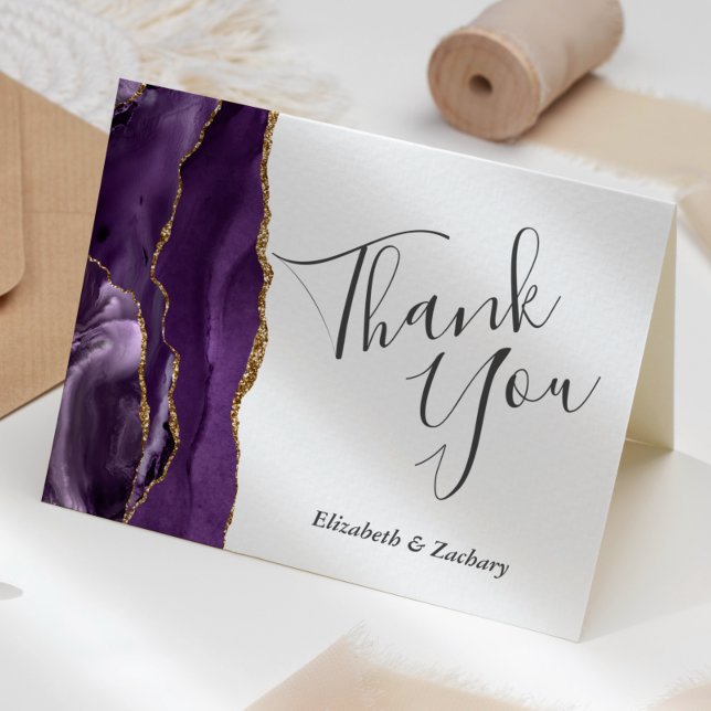 Carte Merci Mariage or violet Agate (Créateur téléchargé)