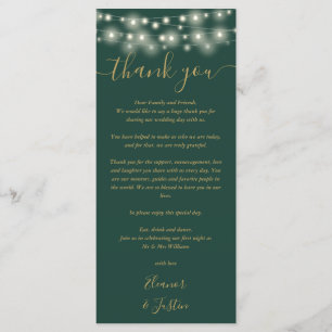 Carte Merci mariage Vert Et Gold Place