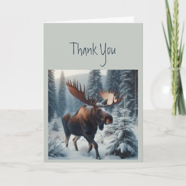 Carte Merci Merci Moose Animal Wildlife Nature Art (Devant)