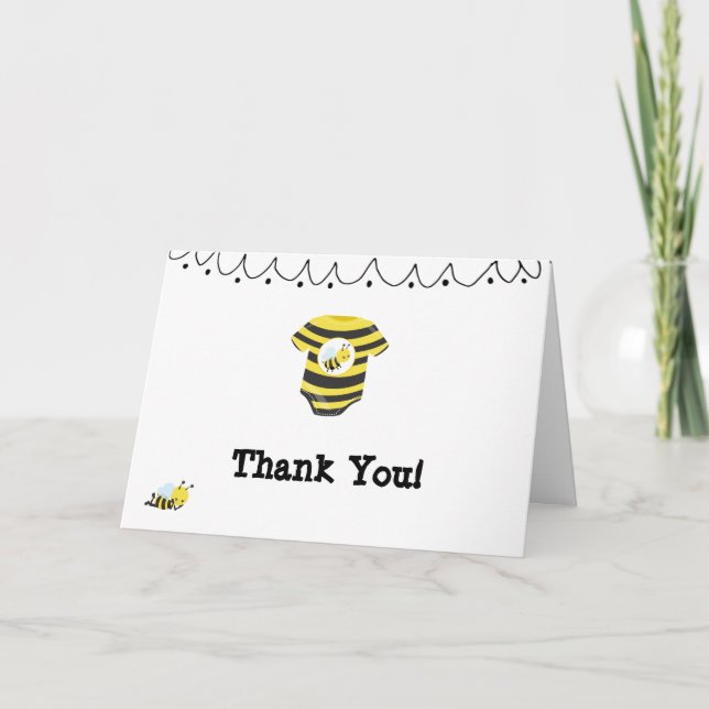 Carte Merci mignon de baby shower d'abeille de bébé de (Devant)