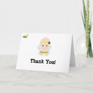 Carte Merci mignon de baby shower de fille d'abeille de