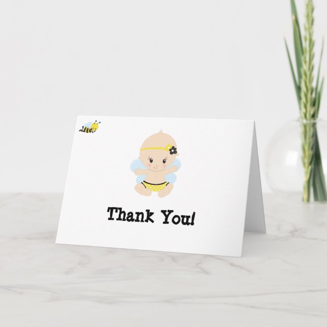 Carte Merci mignon de baby shower de fille d'abeille de (Devant)