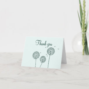 Carte Merci minimaliste vert blanc Dandelion