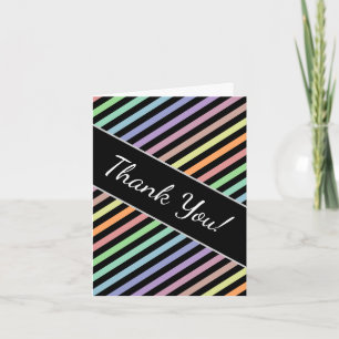 Carte "Merci" + Motif Black & Pastel Color Lines