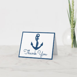 Carte Merci nautique Marine Ancre bleue Plage Mariage