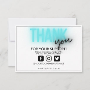 Carte Merci néon connexion support personnalisé tendance