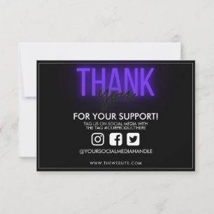 Carte Merci néon connexion support personnalisé tendance