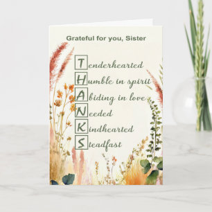 Carte Merci Nonne Vie Religieuse Acrostiche Fleur Sauvag