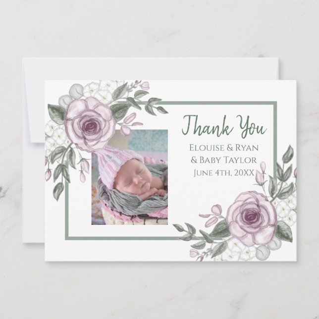 Carte Merci Notes avec la nouvelle photo bébé (Devant)