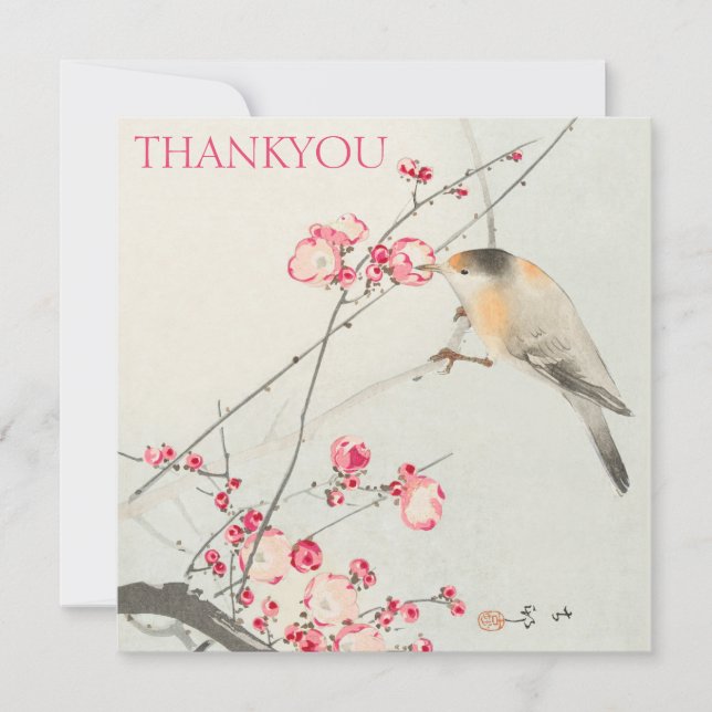 CARTE MERCI : OHARA KOSON : SONGBIRD SUR BLOSSOM (Devant)