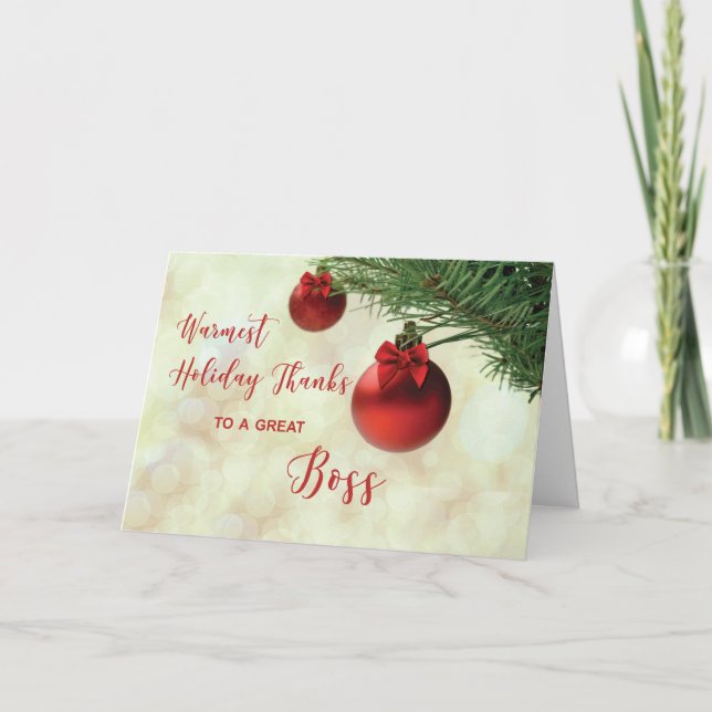 Carte Merci Ornement de l'arbre de Noël du patron (Devant)