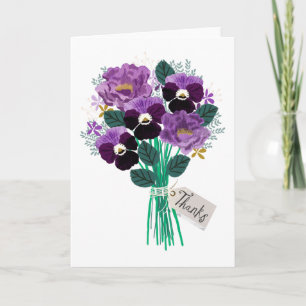 Carte Merci Pansies Floral Bouquet