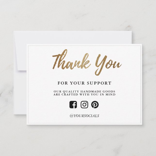 Carte Merci Parties scintillant or - Support personnalis (Devant)