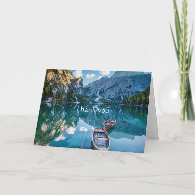 Carte Merci Paysage Mountain Lake Boat Scripture (Devant)