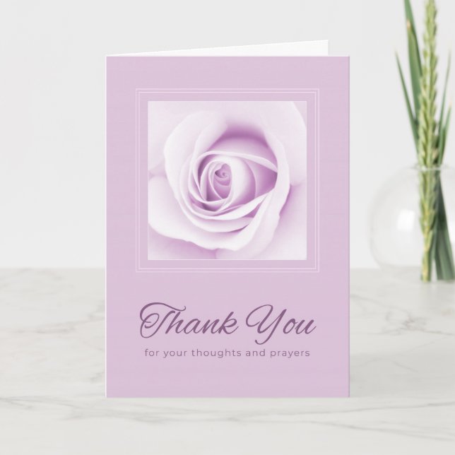 Carte Merci pensées et prières violet rose fleuri (Devant)