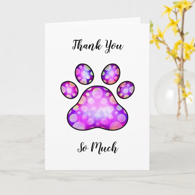 Carte Merci Pet Chien Paw Watercolor (Fleur jaune)
