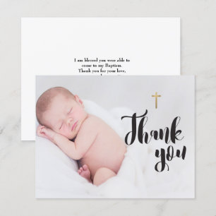 Carte Merci photo de bébé personnalisé Baptême