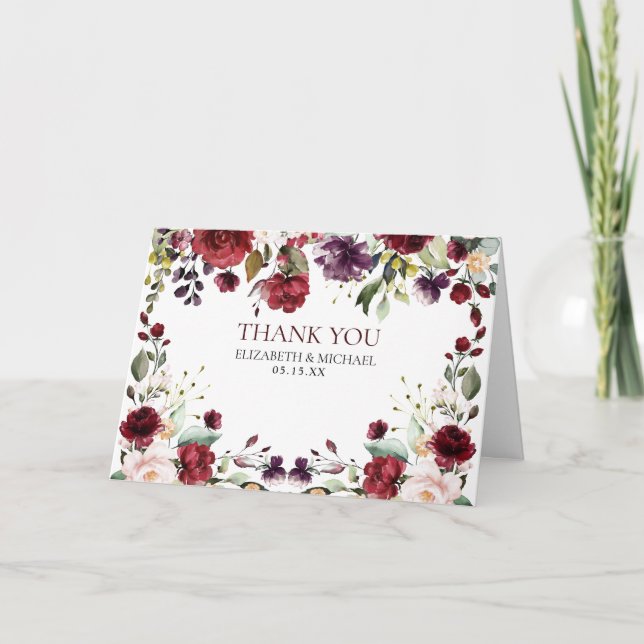 Carte Merci photo de la Bourgogne Florale Mariage (Devant)