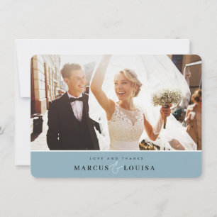 Carte MERCI photo élégant chic et bleu poussiéreux