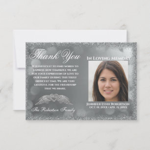 Carte Merci photo funéraire en sympathie avec coeur