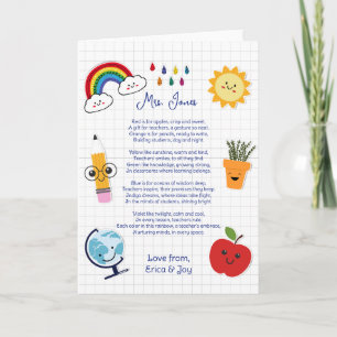 Carte merci poème arc-en-ciel nuage pour la reconnaissan