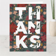 Merci Poinsettia Floral Greeting Card
