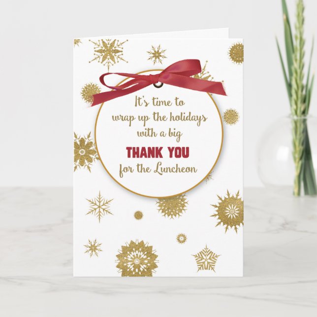 Carte Merci Pour Déjeuner De Vacances Gold Snowflakes Ro (Devant)