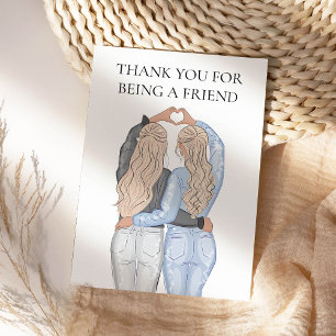 Carte Merci pour être un ami - 2 filles blondes