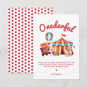 Carte Merci pour le 1er anniversaire du cirque Onederful