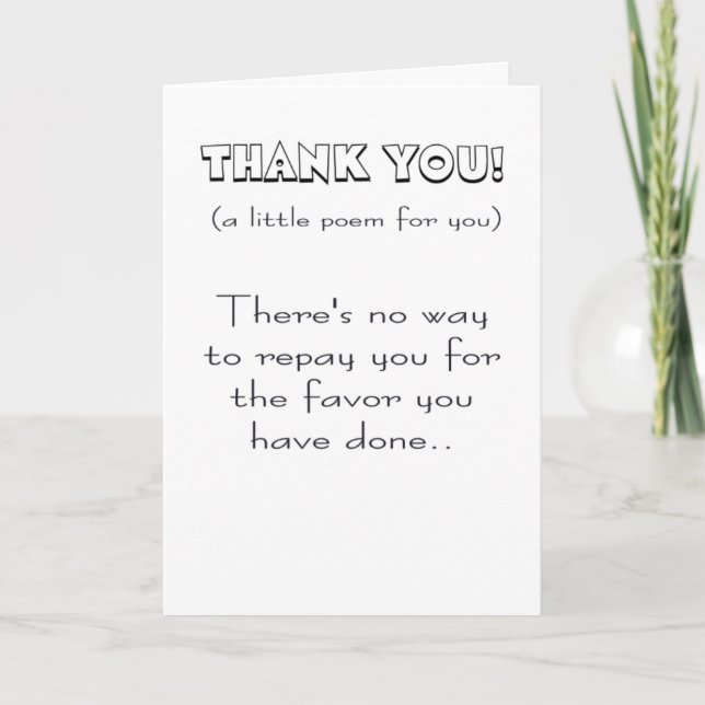 Carte Merci pour le grand poème de faveur (Devant)