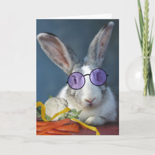 Carte Merci pour le lapin cadeau et les légumes