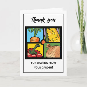 Carte Merci pour le partage de quatre légumes en Carré