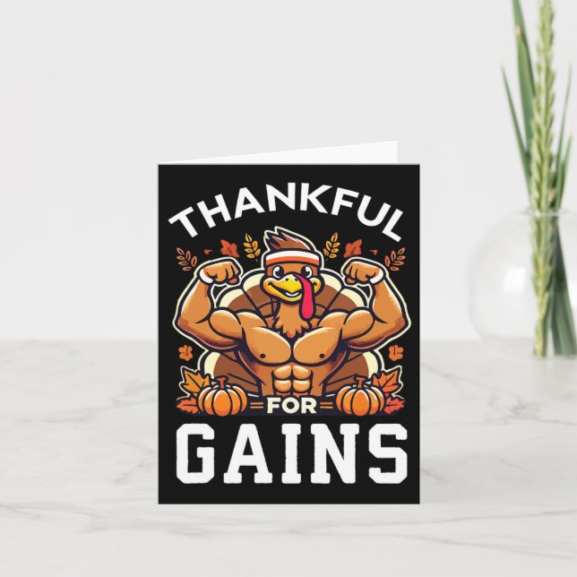 Carte Merci Pour Les Gains - Thanksgiving Funny Gym Work (Devant)