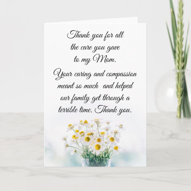 Carte Merci pour prendre soin de ma mère infirmière (Devant)