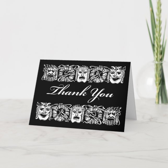 Carte Merci pour professeur de théâtre, masques de théât (Devant)