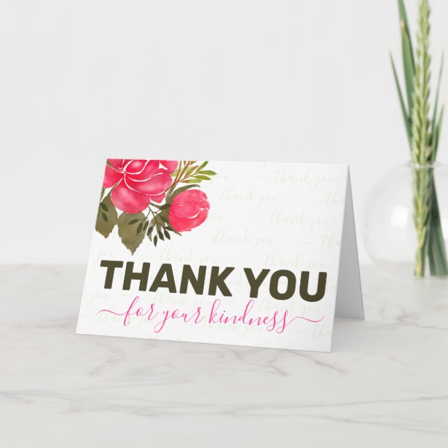Carte Merci pour votre gentillesse florale merci (Devant)