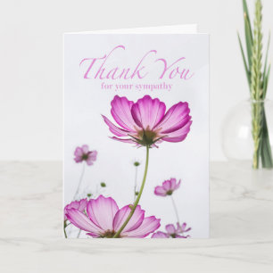 Carte Merci pour votre sympathie, Fleur Magenta Cosmos