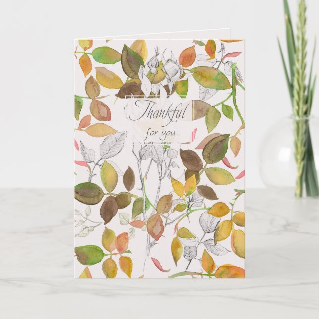 Carte Merci Pour Vous Bon thanksgiving Feuilles Automnes (Devant)