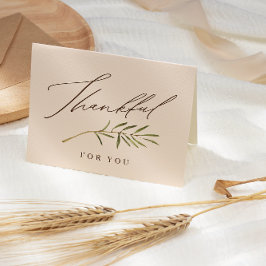 Carte Merci pour vous Calligraphie et Feuille Thanksgivi