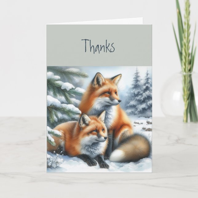 Carte Merci Renards Animaux Faune Nature Art (Devant)