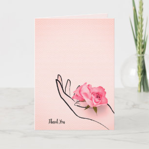 Carte merci rose en main