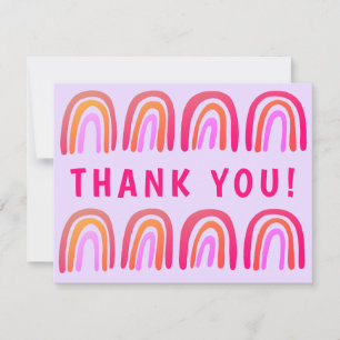 Carte MERCI rose orange couleur douce arc-en-ciel