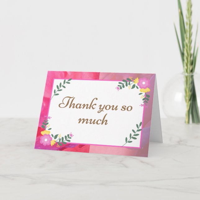 Carte Merci rose Pastel Fleurs (Devant)