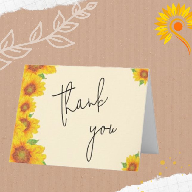Carte Merci simple et élégant de tournesols jaunes (Créateur téléchargé)