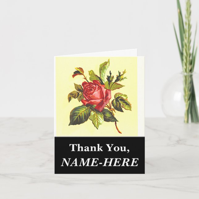 Carte "Merci" simple, floral, Vintage (Devant)
