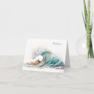 Carte Merci Sympathie Aquarelle Océan Vague