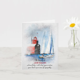 Carte Merci Sympathy Bateau à voile et phare