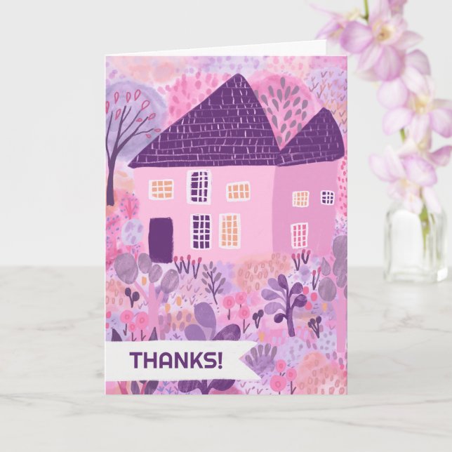Carte MERCI TELLEMENT Accueil Jardin Aquarelle mignonne (Orchidée)