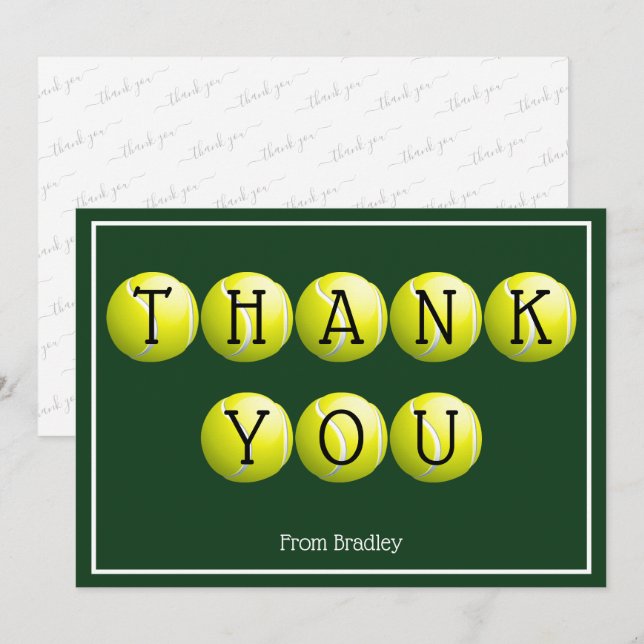 Carte Merci Tennis personnalisé (Devant / Derrière)